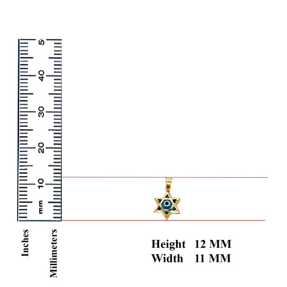 14K Yellow Gold  Evil Eye Star Pendant - Picture 3 of 4